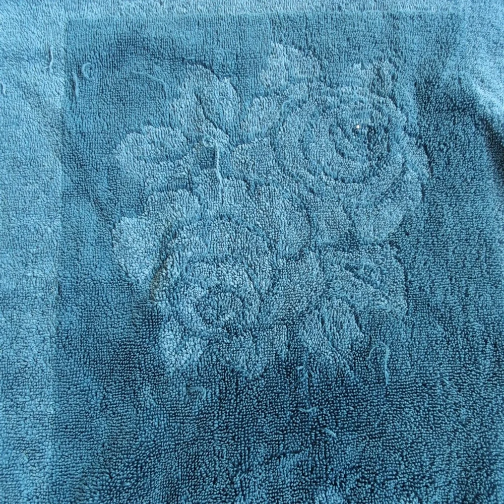 Vintage Sears Blue Rose Fringed Towel Set 5 USA Bath Hand Towel Washcloth 70 MCM